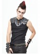 Black Striped Knitting Shoulder White Armor Shape Chest Lace-Up Punk Vest