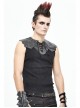 Black Striped Knitting Shoulder White Armor Shape Chest Lace-Up Punk Vest