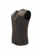 Black Striped Knitting Shoulder Yellow Armor Shape Chest Lace-Up Punk Vest