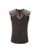 Black Striped Knitting Shoulder Yellow Armor Shape Chest Lace-Up Punk Vest