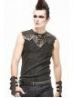 Black Striped Knitting Shoulder Yellow Armor Shape Chest Lace-Up Punk Vest