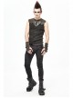 Black Striped Knitting Shoulder Yellow Armor Shape Chest Lace-Up Punk Vest
