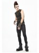 Black Striped Knitting Shoulder Yellow Armor Shape Chest Lace-Up Punk Vest
