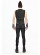 Black Striped Knitting Shoulder Yellow Armor Shape Chest Lace-Up Punk Vest