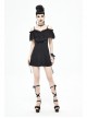 Black Off-Shoulder Chest Lace Frilly Side Lace-Up Punk T-Shirt