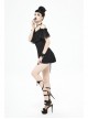 Black Off-Shoulder Chest Lace Frilly Side Lace-Up Punk T-Shirt