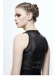 Black And Silver Hand Rubbed Leather Hasp Zipper Short Punk Waistcoat