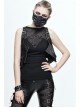 Black And Silver Hand Rubbed Leather Hasp Zipper Short Punk Waistcoat