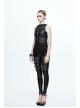 Black And Silver Hand Rubbed Leather Hasp Zipper Short Punk Waistcoat