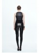 Black And Bronze Hand Rubbed Leather Hasp Zipper Short Punk Waistcoat