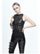 Black And Bronze Hand Rubbed Leather Hasp Zipper Short Punk Waistcoat