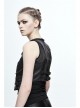 Black And Bronze Hand Rubbed Leather Hasp Zipper Short Punk Waistcoat