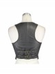 Black And Bronze Hand Rubbed Leather Hasp Zipper Short Punk Waistcoat
