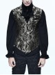 Black And Silver Printed Jacquard Button Gothic Waistcoat