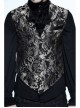 Black And Silver Printed Jacquard Button Gothic Waistcoat