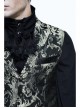 Black And Silver Printed Jacquard Button Gothic Waistcoat