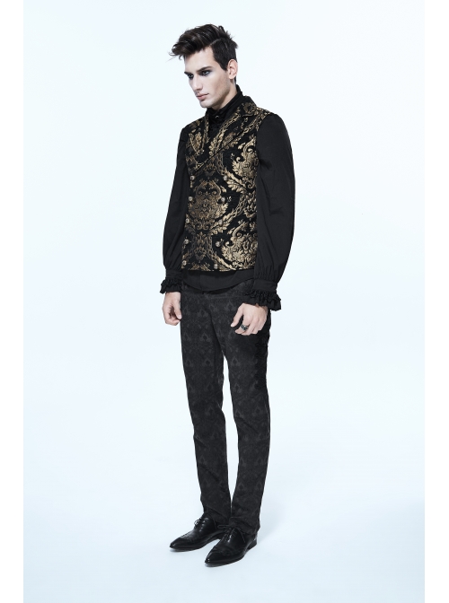 Black And Gold Palace Big Jacquard Pattern Short Gothic Waistcoat