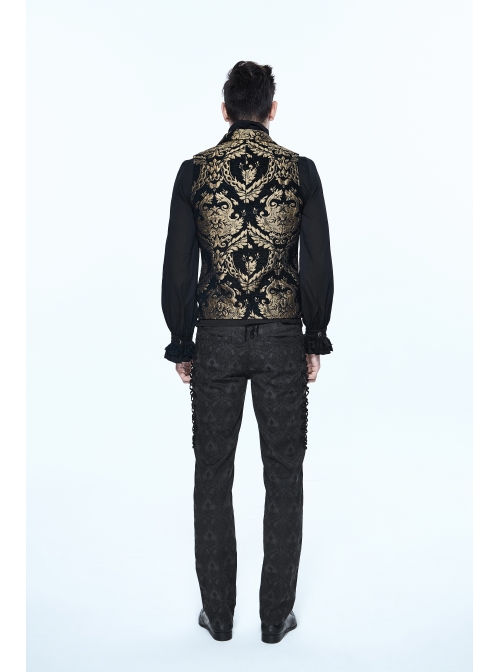 Black And Gold Palace Big Jacquard Pattern Short Gothic Waistcoat