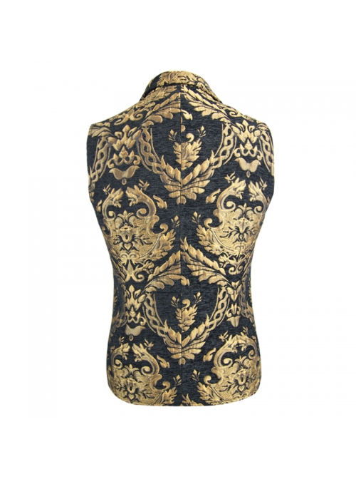 Black And Gold Palace Big Jacquard Pattern Short Gothic Waistcoat