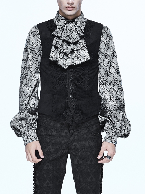 Chinese Frog Button Waist Loop Buckle Black Gothic Waistcoat