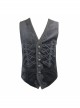Chinese Frog Button Waist Loop Buckle Black Gothic Waistcoat