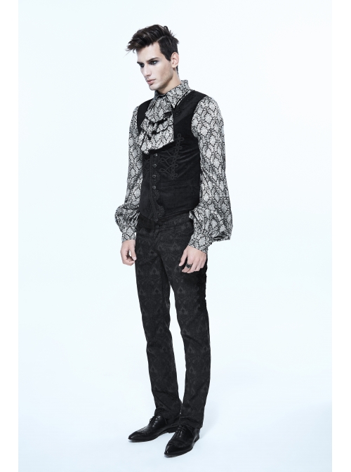 Chinese Frog Button Waist Loop Buckle Black Gothic Waistcoat