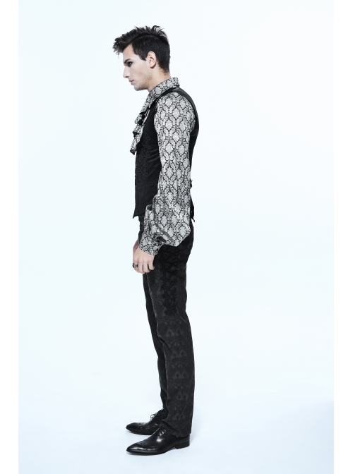 Chinese Frog Button Waist Loop Buckle Black Gothic Waistcoat