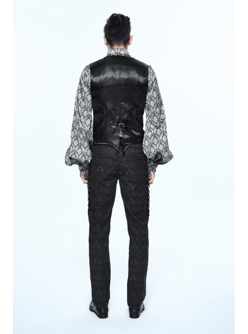 Chinese Frog Button Waist Loop Buckle Black Gothic Waistcoat