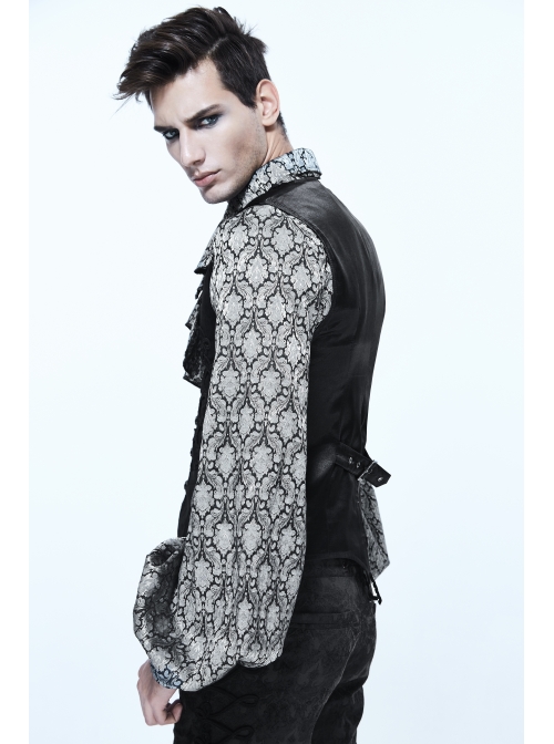 Chinese Frog Button Waist Loop Buckle Black Gothic Waistcoat