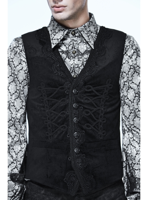 Chinese Frog Button Waist Loop Buckle Black Gothic Waistcoat
