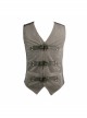 Brown Striped Bronzing Retro Bags Clasp Back Waist Loops Punk Waistcoat
