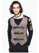 Brown Striped Bronzing Retro Bags Clasp Back Waist Loops Punk Waistcoat