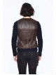 Brown Striped Bronzing Retro Bags Clasp Back Waist Loops Punk Waistcoat