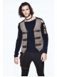 Brown Striped Bronzing Retro Bags Clasp Back Waist Loops Punk Waistcoat