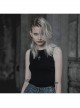 Steam Punk Female Elastic Black Cross Hollow Knitted Vest