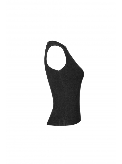 Steam Punk Female Elastic Black Cross Hollow Knitted Vest
