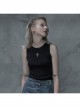 Steam Punk Female Elastic Black Cross Hollow Knitted Vest