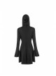 Gothic Witch Black Soft Woolen Hooded Dress