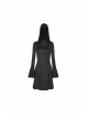 Gothic Witch Black Soft Woolen Hooded Dress
