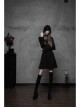 Gothic Witch Black Soft Woolen Hooded Dress