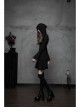 Gothic Witch Black Soft Woolen Hooded Dress