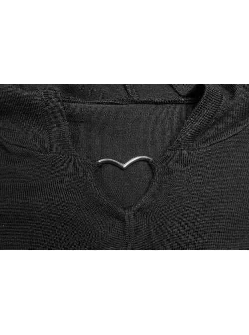 Gothic Witch Black Soft Woolen Hooded Dress