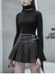 Steam Punk Female Woolen High Collar Irregular Hem Pullover Sweater