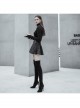 Steam Punk Female Woolen High Collar Irregular Hem Pullover Sweater