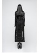 Gothic Female Retro Black Rose Lace-up Mesh Dress