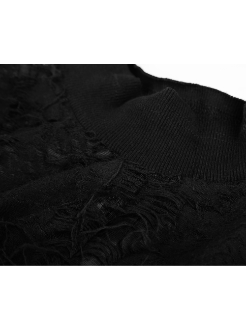 Gothic Female Retro Black Rose Lace-up Mesh Dress