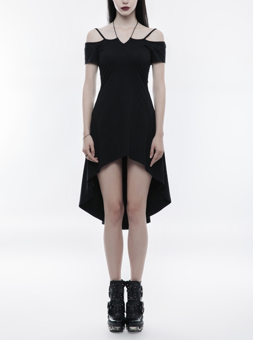 Gothic Female Elegant Black Fishtail Elastic Slip Dress