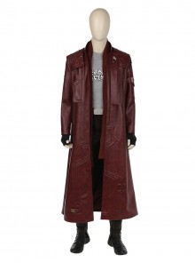 Guardians Of The Galaxy Vol 2 Star-Lord Peter Jason Quill Halloween Cosplay Costume Red Long Windbreaker Full Set