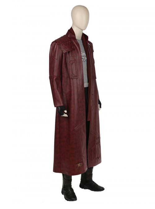 Guardians Of The Galaxy Vol 2 Star-Lord Peter Jason Quill Halloween Cosplay Costume Red Long Windbreaker Full Set