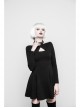 Gothic Female Black Cross Hollow Long Sleeve Elastic Elegant Dress